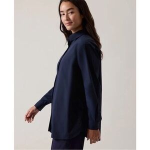 Athleta Oversized Performance Top Blouse Sz Large Navy Blue